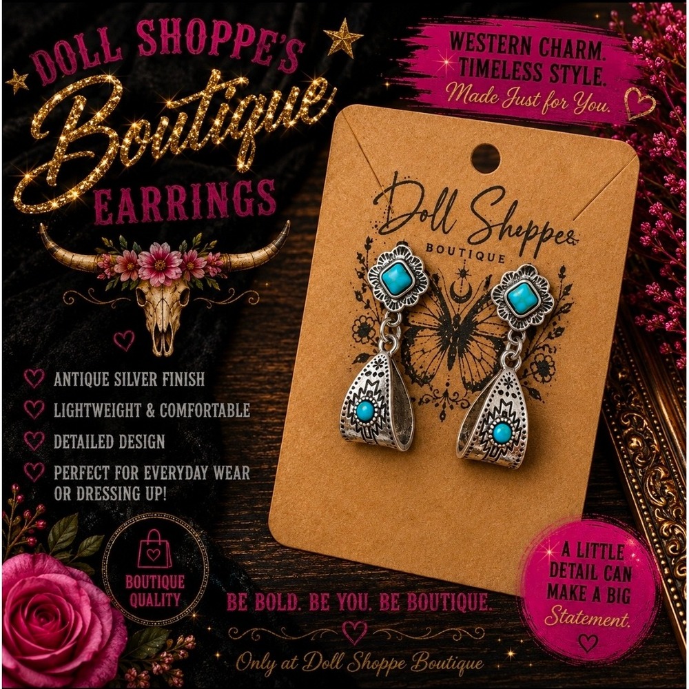 Western Turquoise Aztec Dangle Earrings